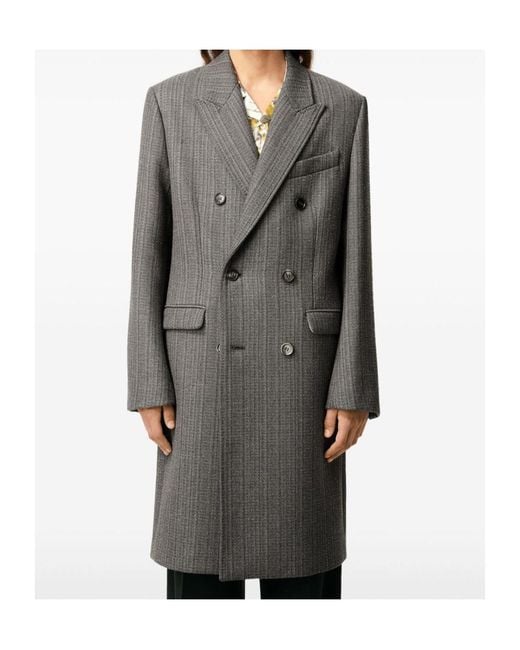 AMI Gray Double-Breasted Coat for men