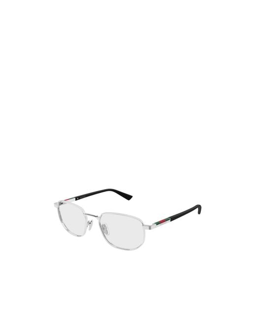 Gucci White Eyewear Panthos Frame Glasses for men