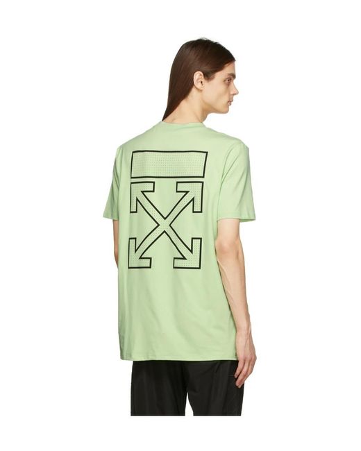 Off-White c/o Virgil Abloh Green Logo-Print Arrows T-Shirt for men