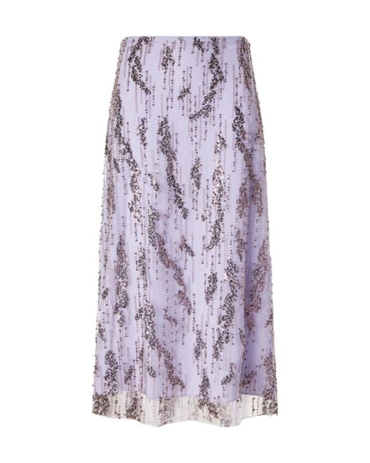 Staud Purple Beaded Midi Skirt