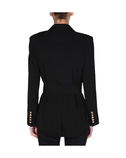 Balmain Blue Double-Breasted Fuchsia Eco-Designed Blazer