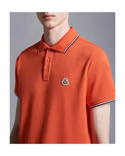 Moncler Orange Logo Patch Polo Shirt for men