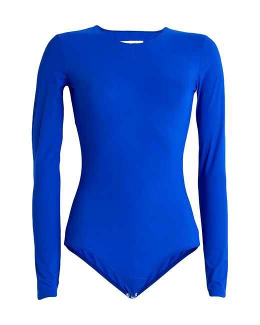 MM6 by Maison Margiela Blue Solid Color Fashion Stretch Top