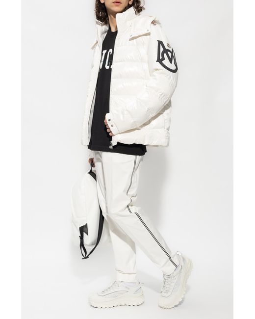 Moncler White Logo-Patch Padded Jacket for men