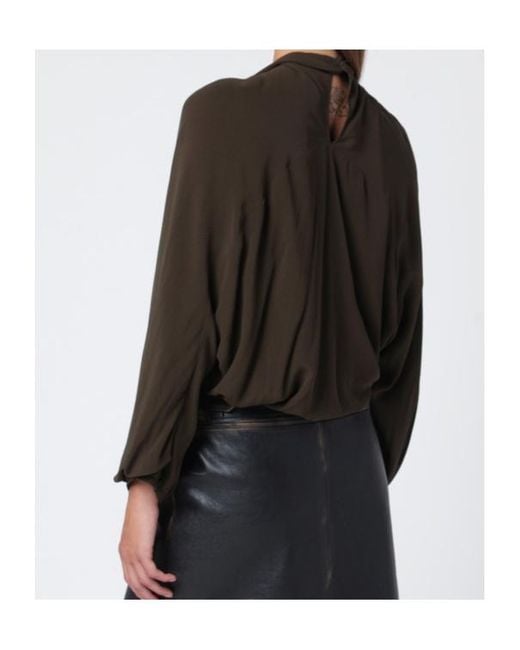 NAMACHEKO Black Draped Silk Top