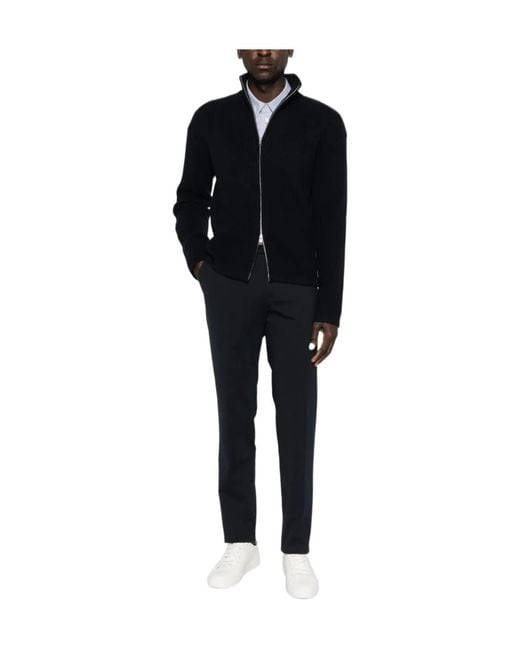 Soft Goat Black Zip Ribbed Cardigan for men