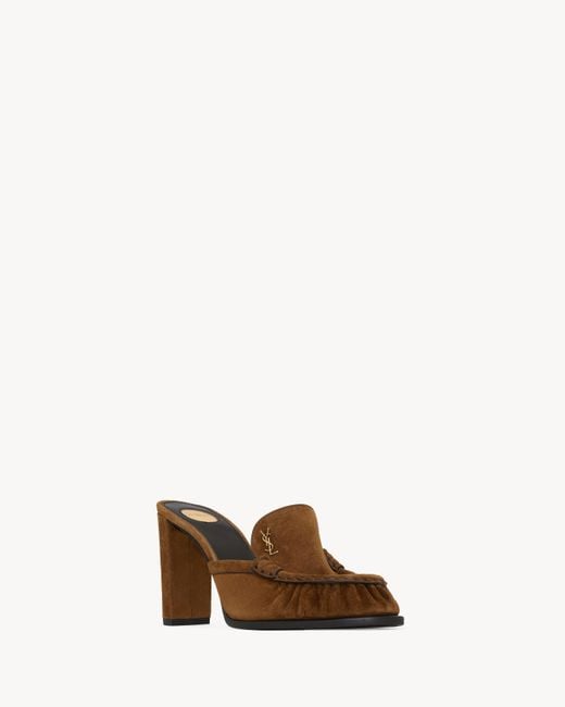 Saint Laurent Brown Le Loafer High-Heeled Sandals