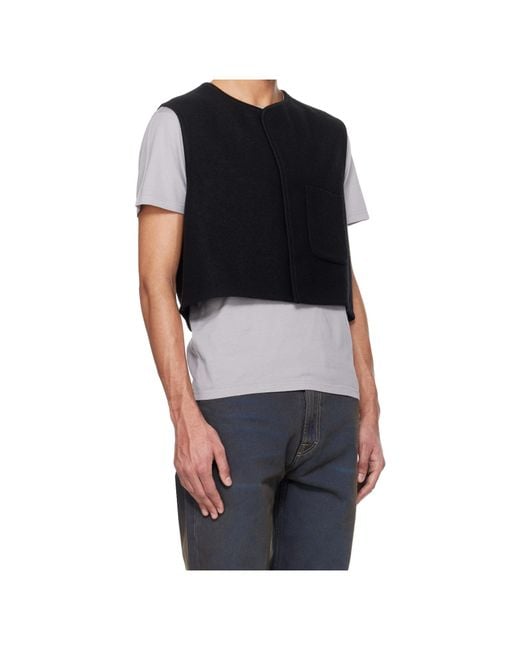 Rier Black Walker Cropped Vest for men