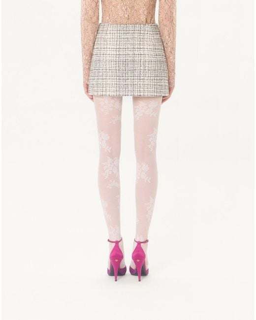 Valentino Natural Square Tweed Miniskirt