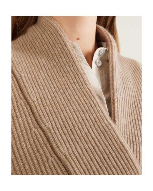 Brunello Cucinelli Natural Cashmere English-Rib Sweater With Monili