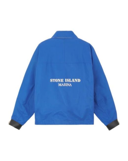 Stone Island Blue Marina Plated Reflective Jacket for men