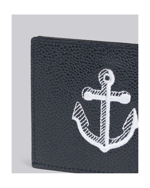 Thom Browne Blue Anchor Embroidered Cardholder for men