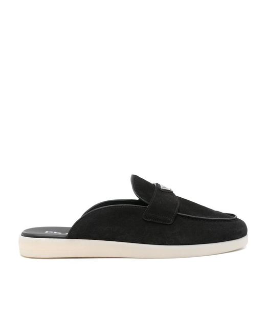 Prada Black Suede Slippers for men