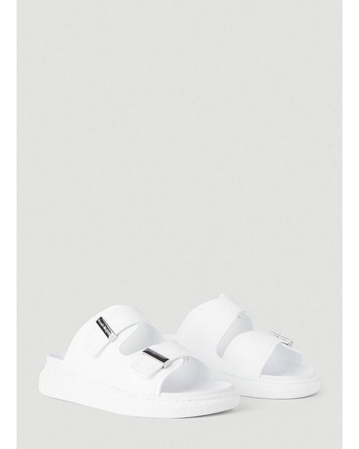 McQueen White Logo-Buckle Detail Sandals for men