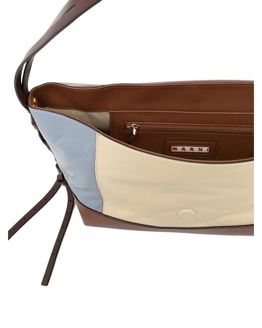 Marni White Colour-Block Leather Shoulder Bag