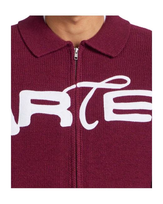 Arte' Red Stencil Zip Cardigan for men