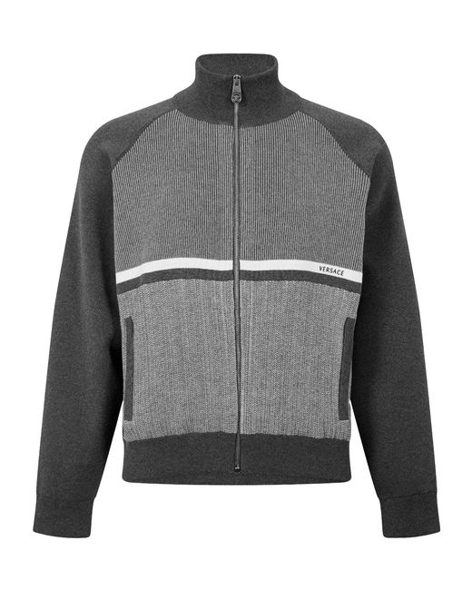 Versace Gray Zip-Up Sweater for men