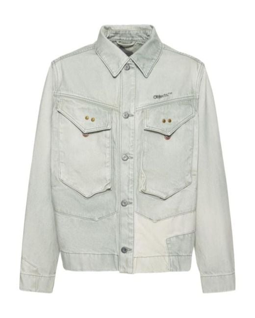 Objects IV Life Gray Patina Logo Print Cotton Denim Jacket for men