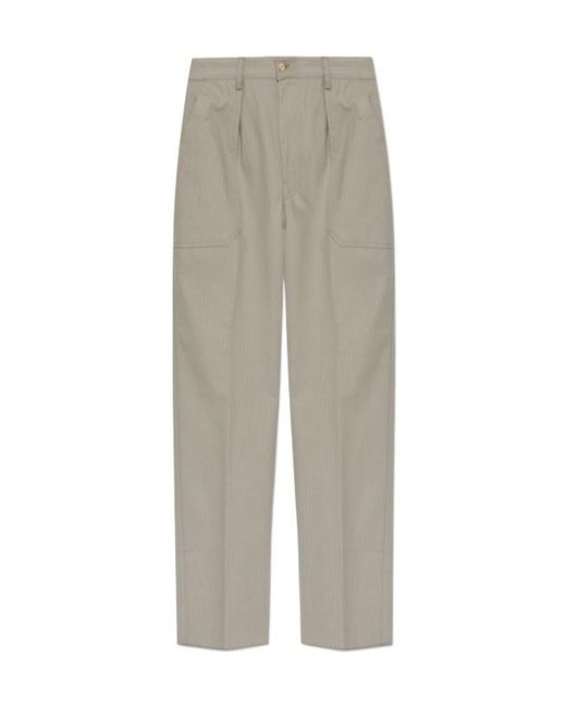 Eleventy Gray Striped Straight-Leg Pants for men
