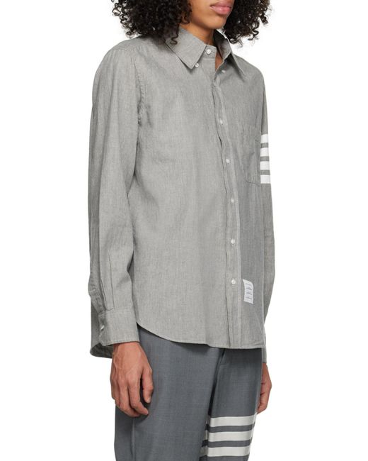Thom Browne Gray 4-Bar Denim Shirt for men