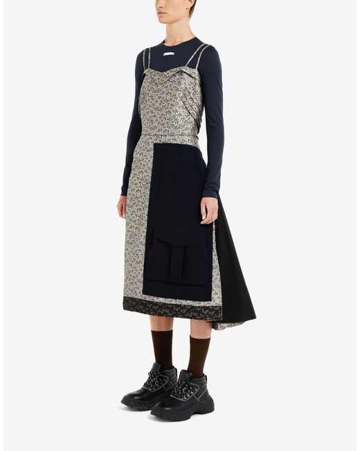 Maison Margiela Blue Floral-Embroidered A-Line Dress