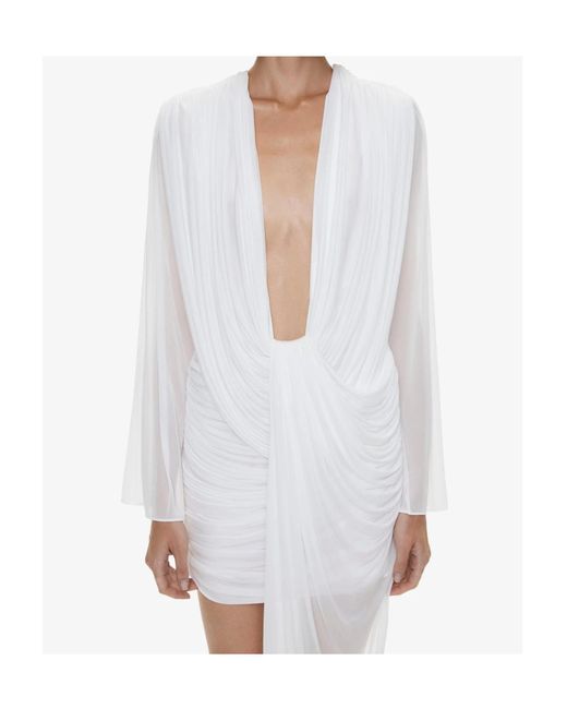 Christopher Esber White Draped Ruched Mini Dress