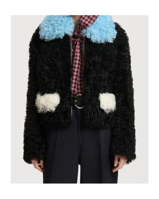 Marni Black Shearling Colour-Block Jacket