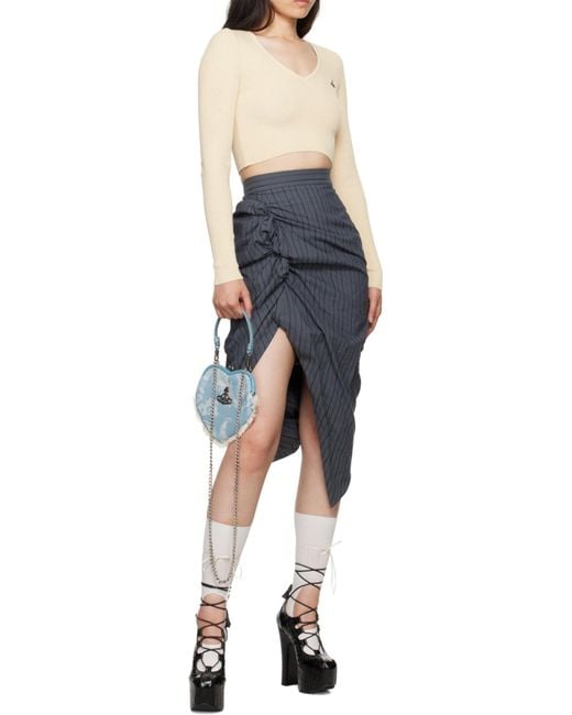Vivienne Westwood Blue Bea Cropped V-Neck Jumper