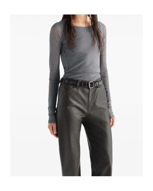 Lemaire Gray Ballet-Style Mesh Knit Wrap Top
