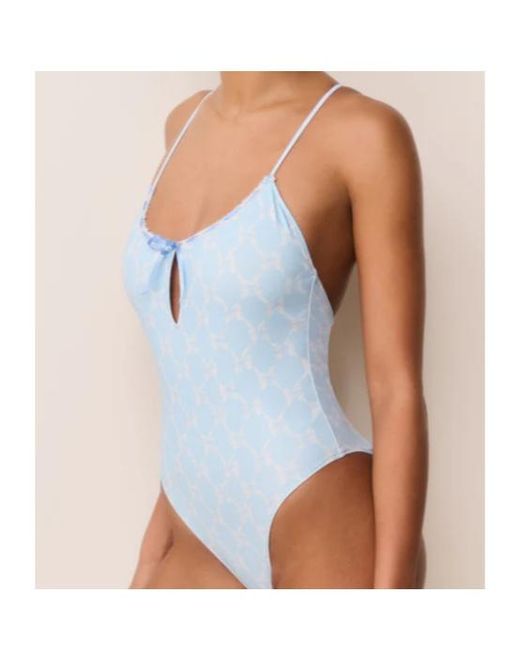 LoveShackFancy Blue Laguna Bow One-Piece Swimsuit