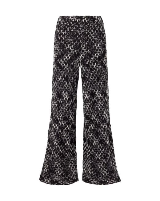 Missoni Black Crocheted Knitted Blend Wide-Leg Casual Pants