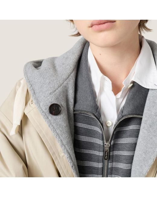 Miu Miu Natural Panama Cotton And Fleece Blouson Jacket