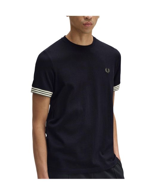 Fred Perry Black Cotton Shortsleeve Tshirt for men