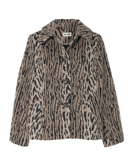 Rixo Gray Leopard Print Jacket