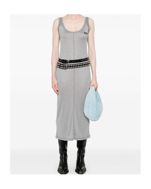 Miu Miu White Logo-Patch Dress