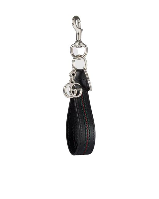 Gucci White Double G Keychain With Web Detail for men