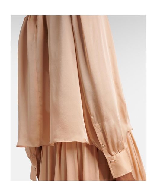 Ulla Johnson Natural Ornament Tie-Neck Silk Chiffon Blouse