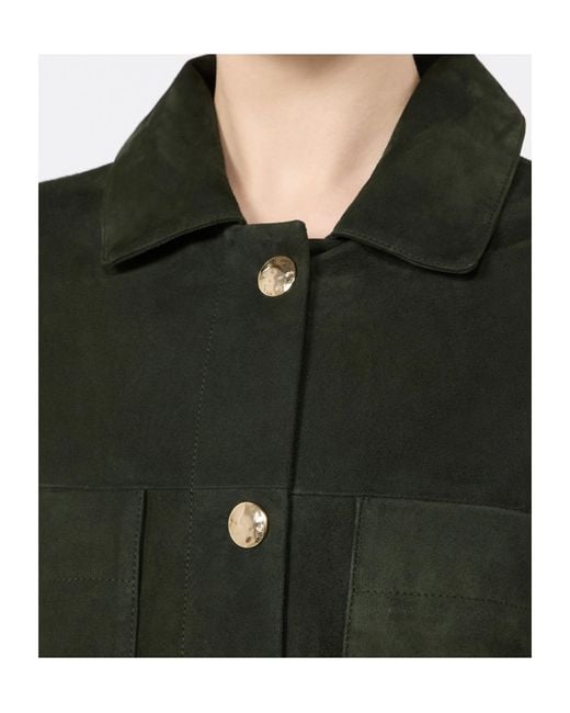 Max Mara Green Button-Fastening Suede Jacket