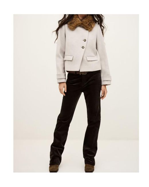Ba&sh Natural Terry Fur-Trimmed Coat
