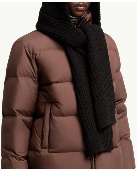 Moncler Black Logo Patch Hooded Scarf