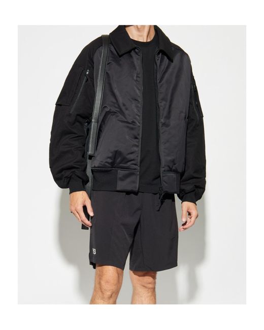 Y-3 Gray Contrast Panel Zip-Up Bomber Jacket for men
