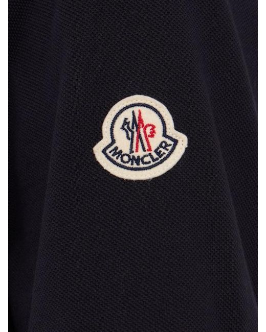 Moncler Blue Tricolor-Trimmed Cotton Polo Shirt for men