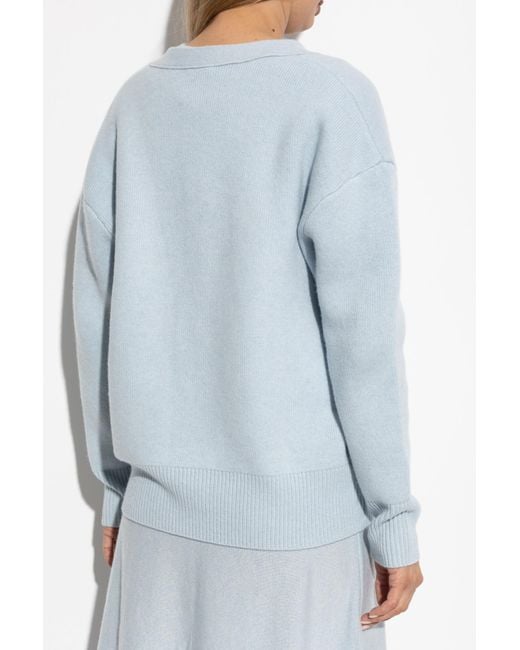 Lisa Yang Blue Ribbed Button Cardigan