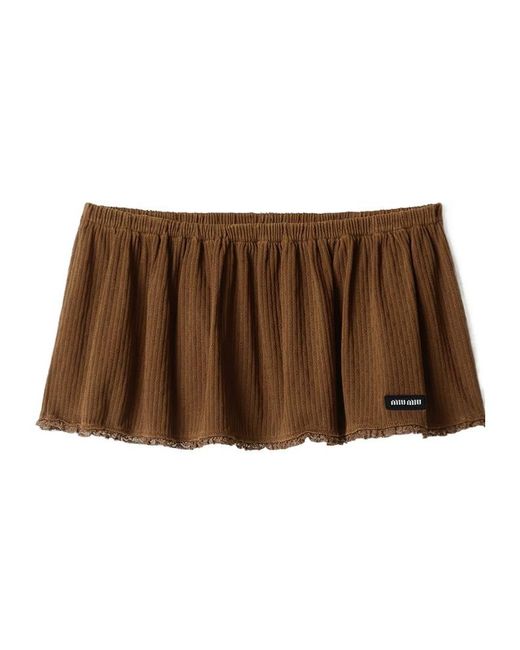 Miu Miu Brown Garment-Dyed Mini Skirt
