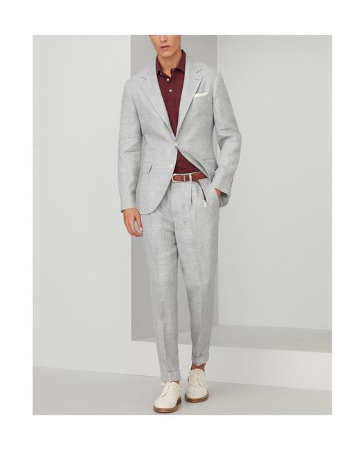 Brunello Cucinelli Gray Single-Breasted Tailored Blazer for men