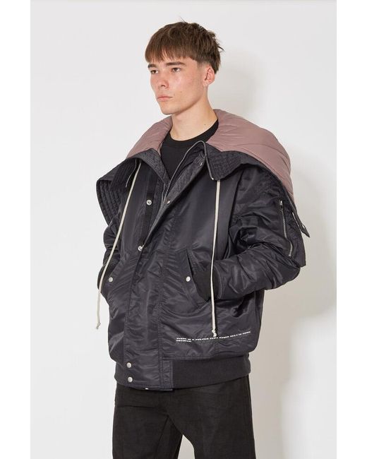Rick Owens Black Logo-Patch Hooded Jacket for men