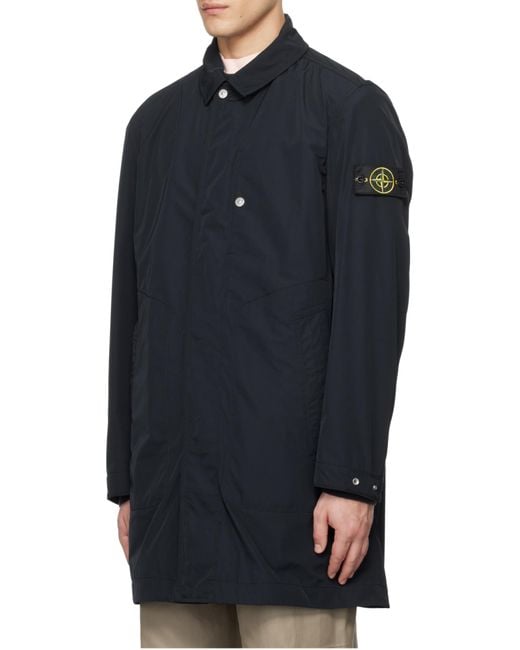 Stone Island Blue Compass-Badge Long-Sleeved Parka for men