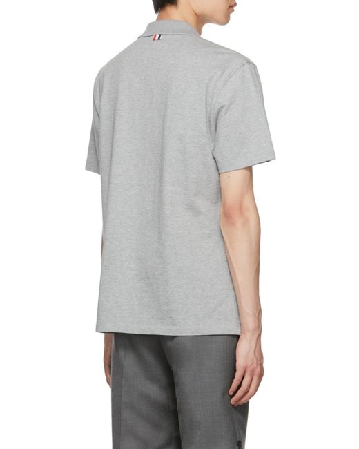 Thom Browne Gray Button Polo Shirt for men