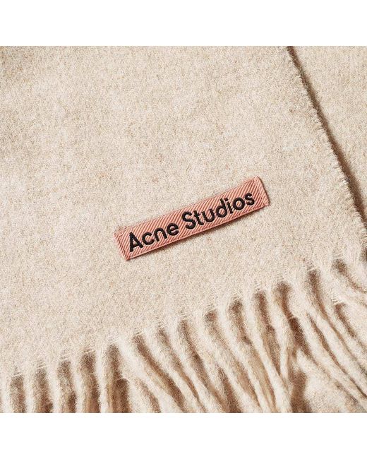 Acne Natural Logo Detailed Fringed Edge Scarf for men