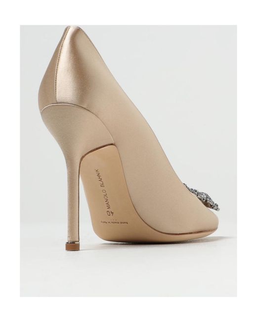 Manolo Blahnik White Embellished Pointed Heeled Pumps